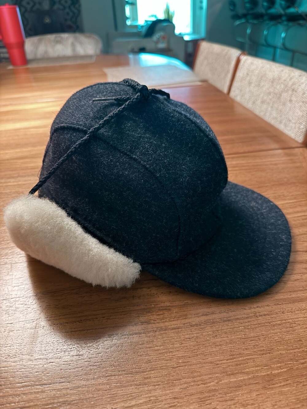 C.C. FILSON Men's S Double Mackinaw Wool Sherpa Shearling Hat Cap Charcoal Gray
